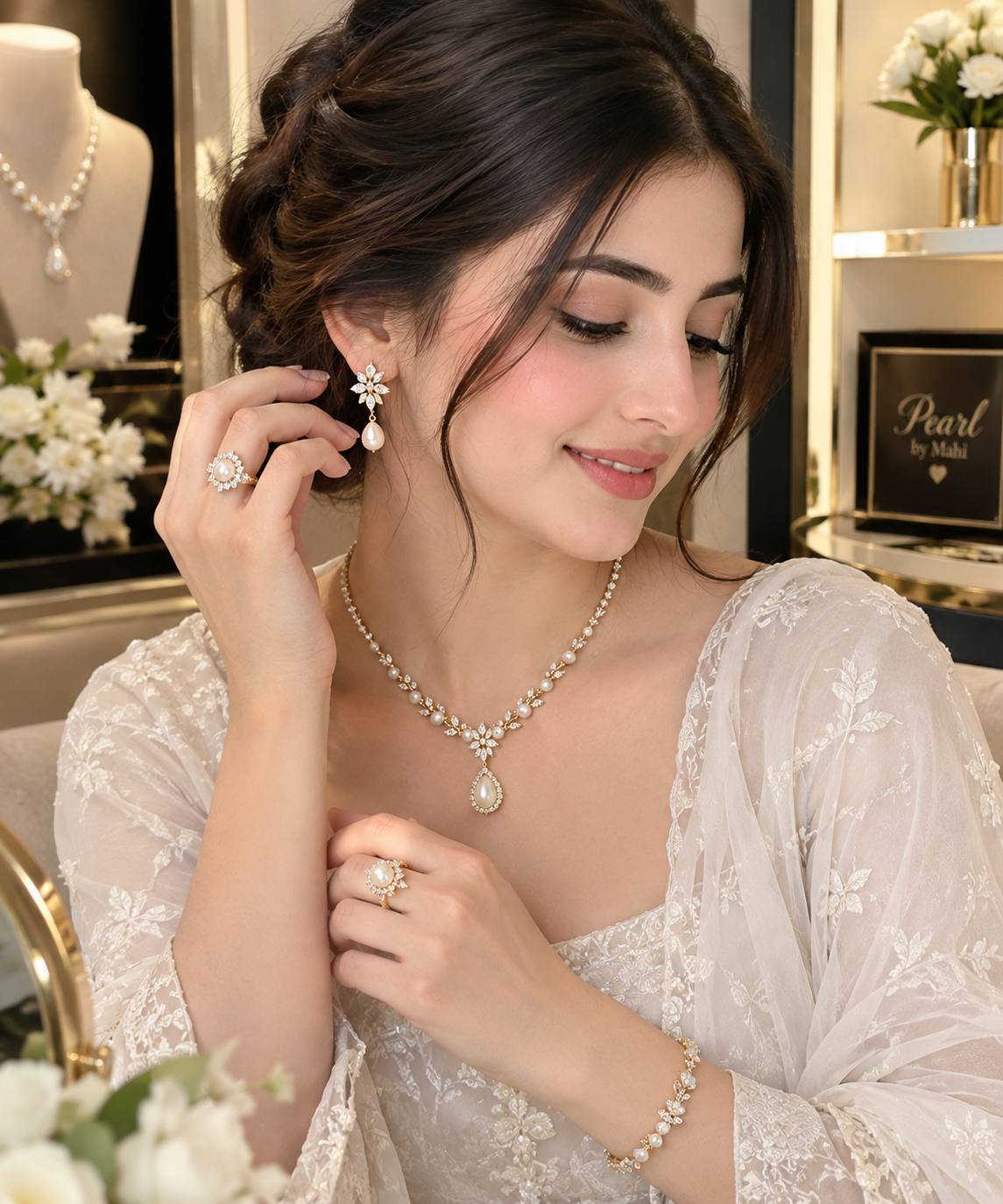 Elegant jewelry set by Pearl by Mahi